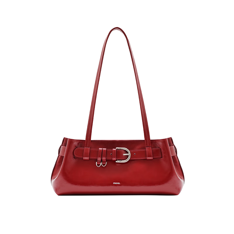 MUVA Buckle Bag, Motorcycle-Style Genuine Leather Underarm Shoulder Bag, Women's Handbag, Work Commute Light Luxury, 2026 New Model