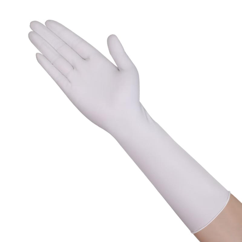 Jiazhanli Disposable Nitrile Gloves, 15-Inch Extended And Thickened, for Laboratory And Industrial Protection, 10 Pieces/bag, White, Size S