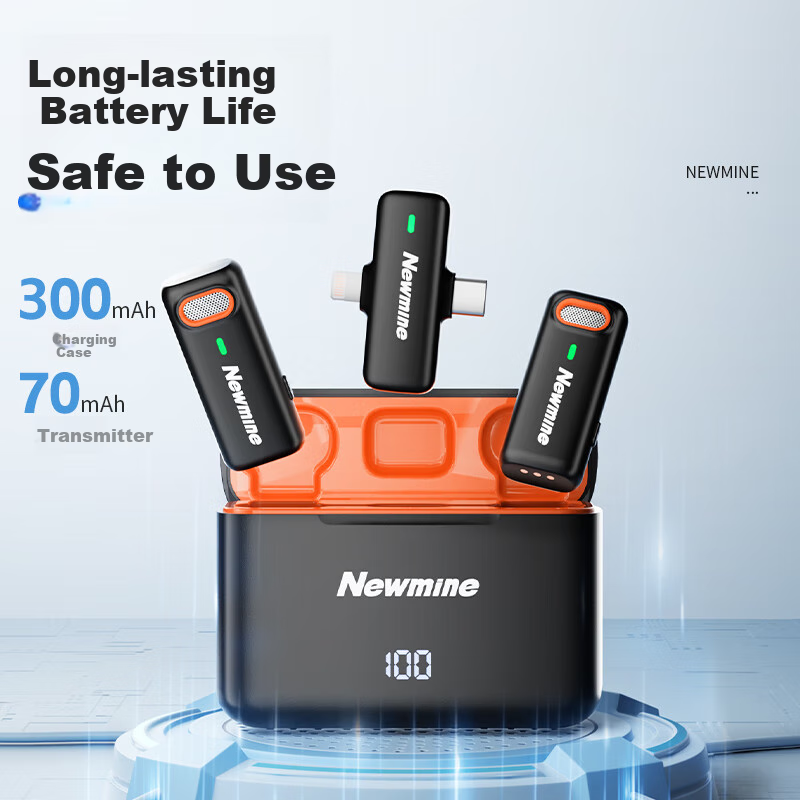 Беспроводной петличный микрофон Newmine MC216 Pro для стриминга и записи, с шумоподавлением, 2 микрофона + зарядный кейс
