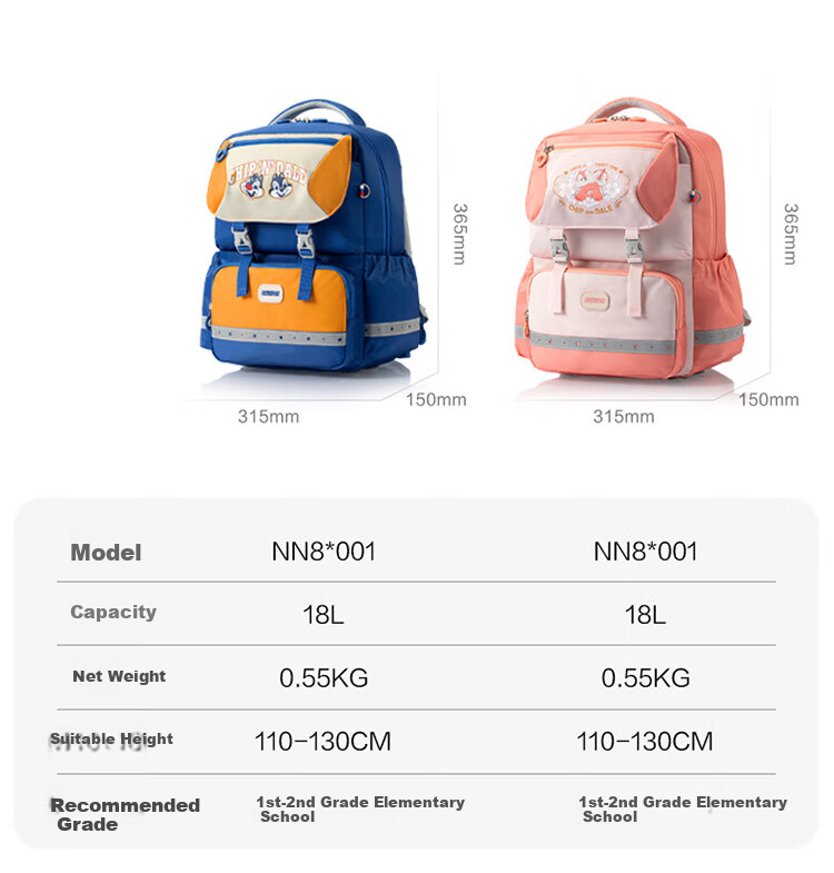 AMERICAN TOURISTER Comfortable Student Backpack for Grades 3-4, Children's Antibacterial Lightweight Shoulder Bag, Large Capacity Backpack for Girls, Stylish NN8 17