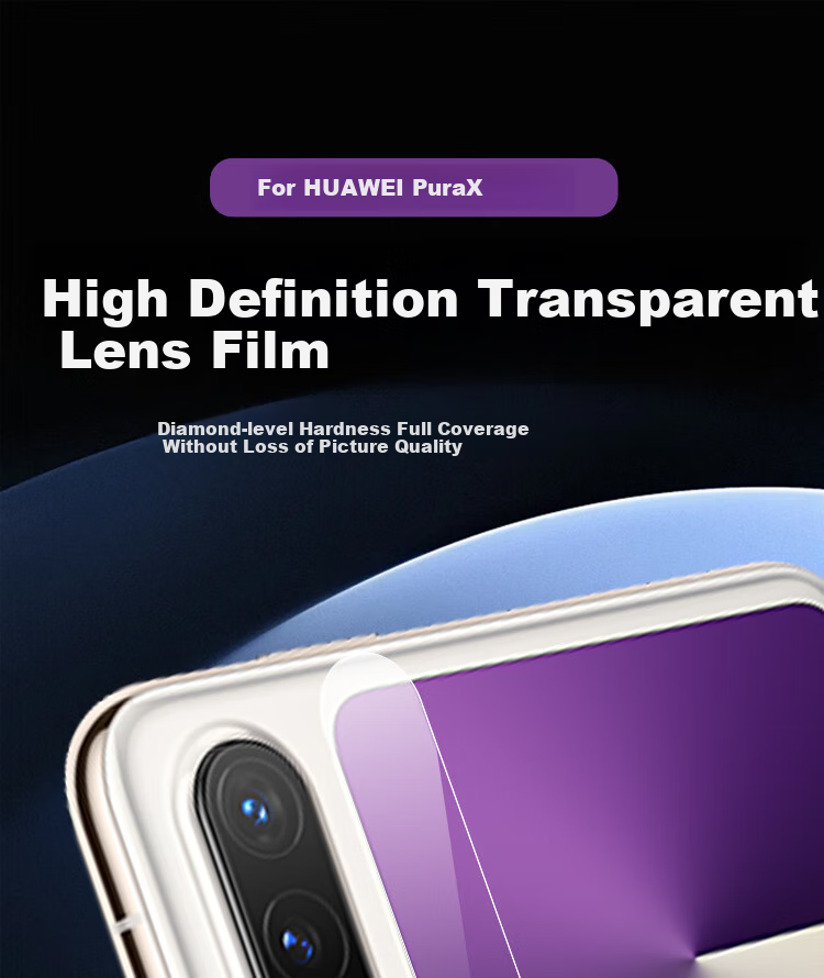 ESCASE Lens Protector for Huawei PuraX, Camera Protection Film, Anti-Scratch Tempered Glass Film, Ultra-Thin Full Coverage Glass Film for Camera, New Transparent Model 1