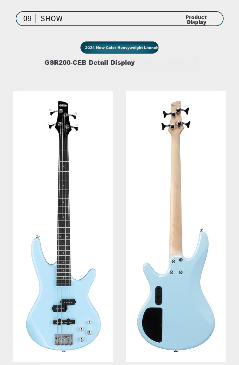 IBANEZ GSR200 Electric Bass Guitar for Students And Beginners, Entry-Level Performance Instrument, Sky Blue Color 12