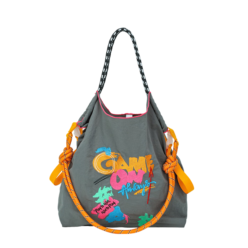 BIGCOWCOW Handbag, Embroidered Nylon Canvas Bag, Shopping Bag, Crossbody Women's Bag