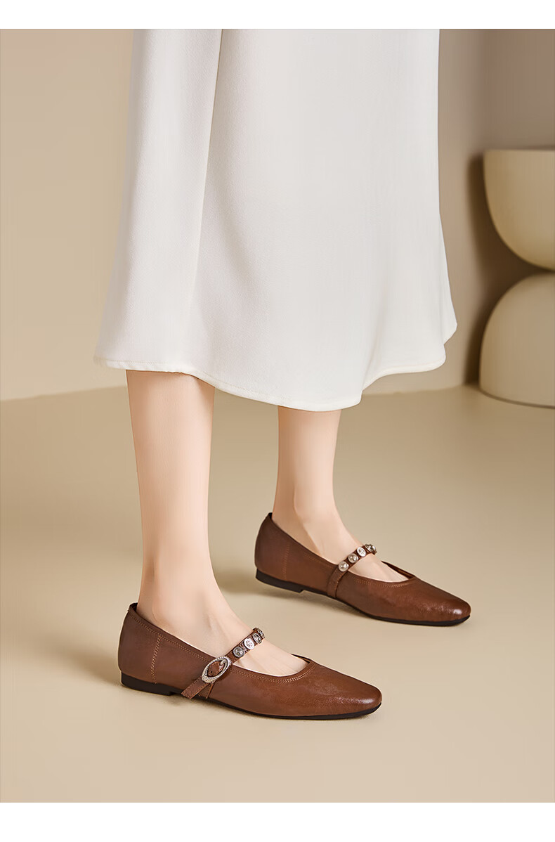 Saturday Sheepskin Mary Jane Shoes Women 2025 New Autumn Winter Retro Soft Sole Comfortable Commuter Flat Shallow Single Shoes 8