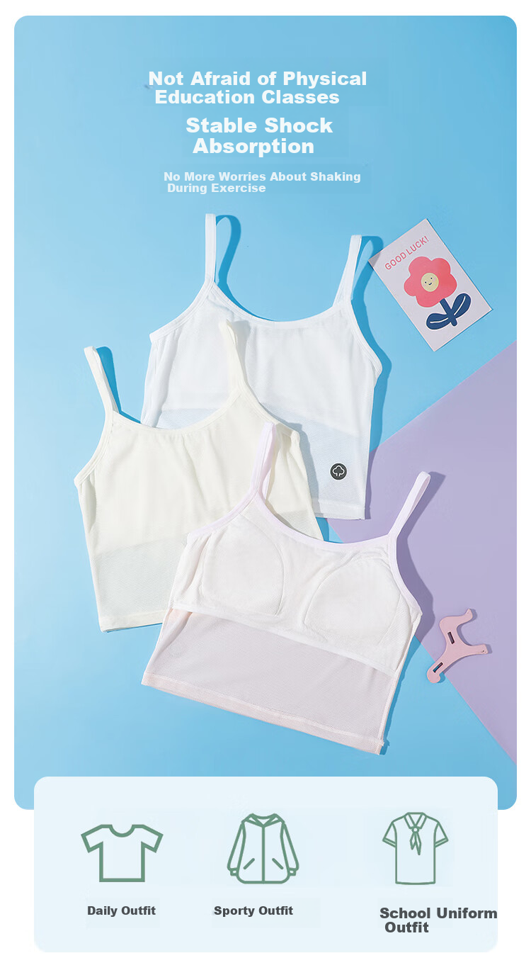 FitonTon Children's Underwear, Thin Girls' Anti-Nipple Camisole, Student Girls' Vest, Puberty Vest Underwear 6