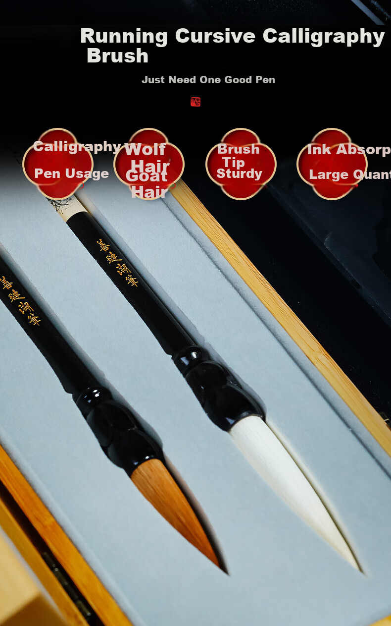 Rongbaozhai Calligraphy Brush Set, Mixed Wolf And Goat Hair, Gift-Giving Professional Calligraphy Brushes, Writing Practice Tools, Four Treasures of The Study Gift Box, Master Handmade, High-Quality Premium Collection Gift Box, Heart As A Bodhi Seed 3