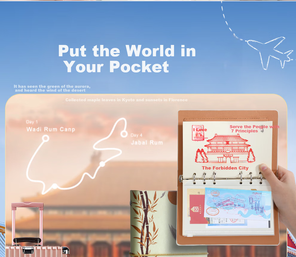 Jiaranheng Loose-Leaf Stamp Collection Notebook A6 Stamp Collection Notebook Blank Journal Notebook for Suzhou Nanjing Museum Beijing Museum Forbidden City Chongqing Tourism Check-In Points Red 2