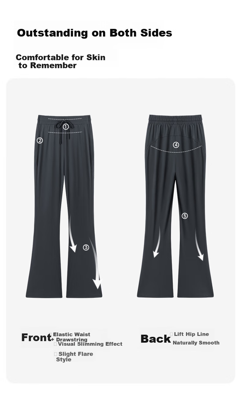 MJ STYLE Women's Ice Cool Flared Wide-Leg Pants 2026 Summer Thin UV Protection High Waist Slimming Yoga Sports Trousers 9