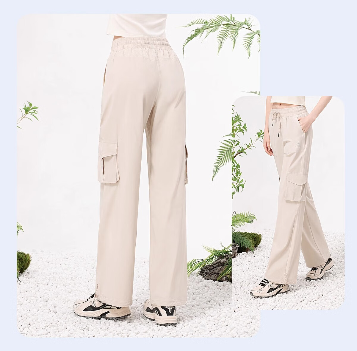 CAMEL Women's Paratrooper Cargo Pants High-Waist 2025 Spring/summer New Loose Straight-Leg Pants Breathable Sun Protection Casual Pants L 24