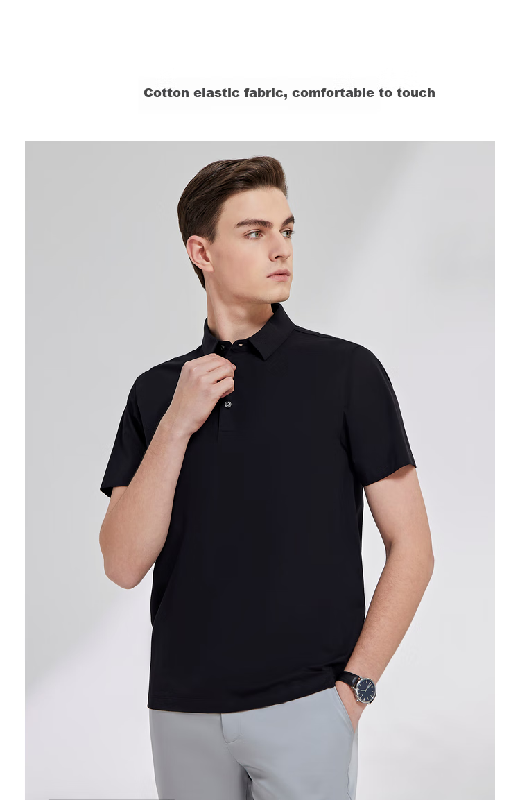 YOUNGOR Men's T-Shirt, Summer Youth Business Casual Short-Sleeve T-Shirt, VSPC533060ACA, Black, S 4