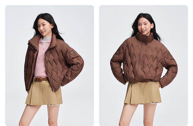 BOSIDENG Women's Spring and Autumn 90% Down Lightweight Stand Collar Slim Fit Short Casual Versatile Jacket 23