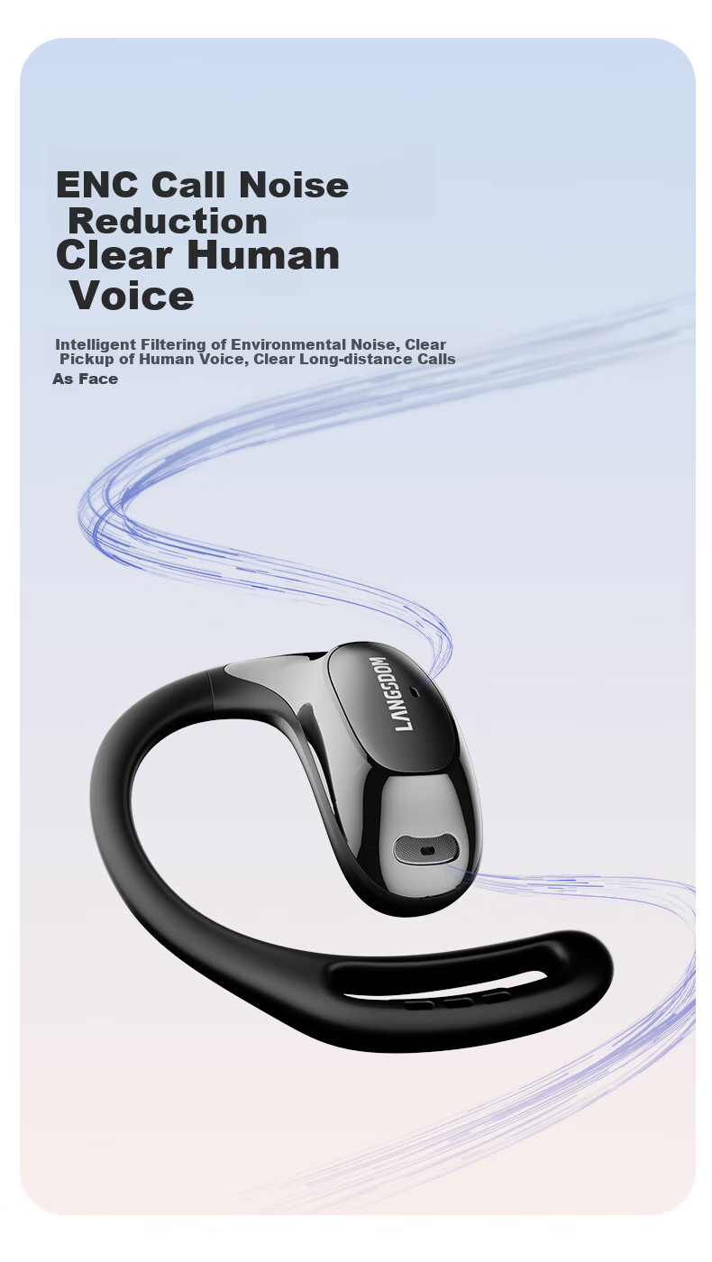 Lanshidun Bluetooth Headphones, Ear-Hook Style, Bone Conduction Concept, Open-Ear Design, Not In-Ear, ENC Calling, Noise Reduction, for Sports, Running, Cycling, Gaming, Music Headphones, TE10 Black 7