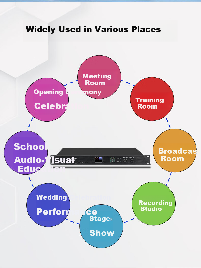 Shuledi SD-099 Domestic Feedback Suppressor, 4-Channel Microphone Mixer with Feedback Elimination, Anti-Howl Equalizer, Preamp Effects Processor for KTV Sound System, Conference Speaker, And Performance 2