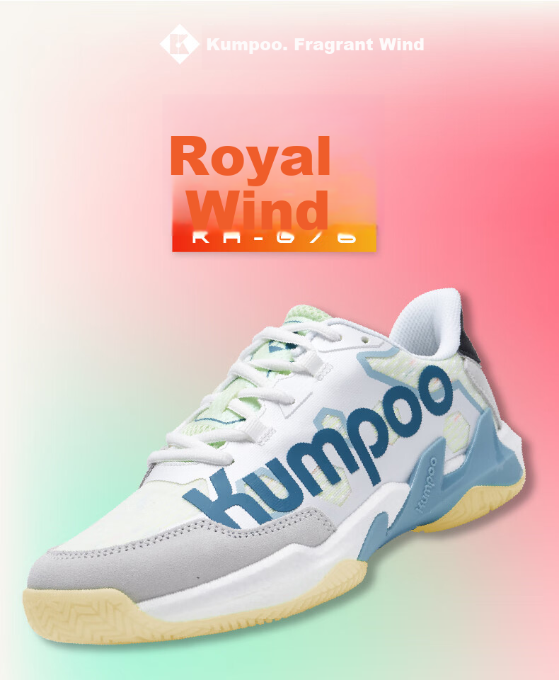 KUMPOO Badminton Shoes, Non-Slip, Wear-Resistant, Anti-Twist, Shock-Absorbing, Lightweight, Breathable, Professional Sports Shoes KH-G76 White-Gray Size 37 1