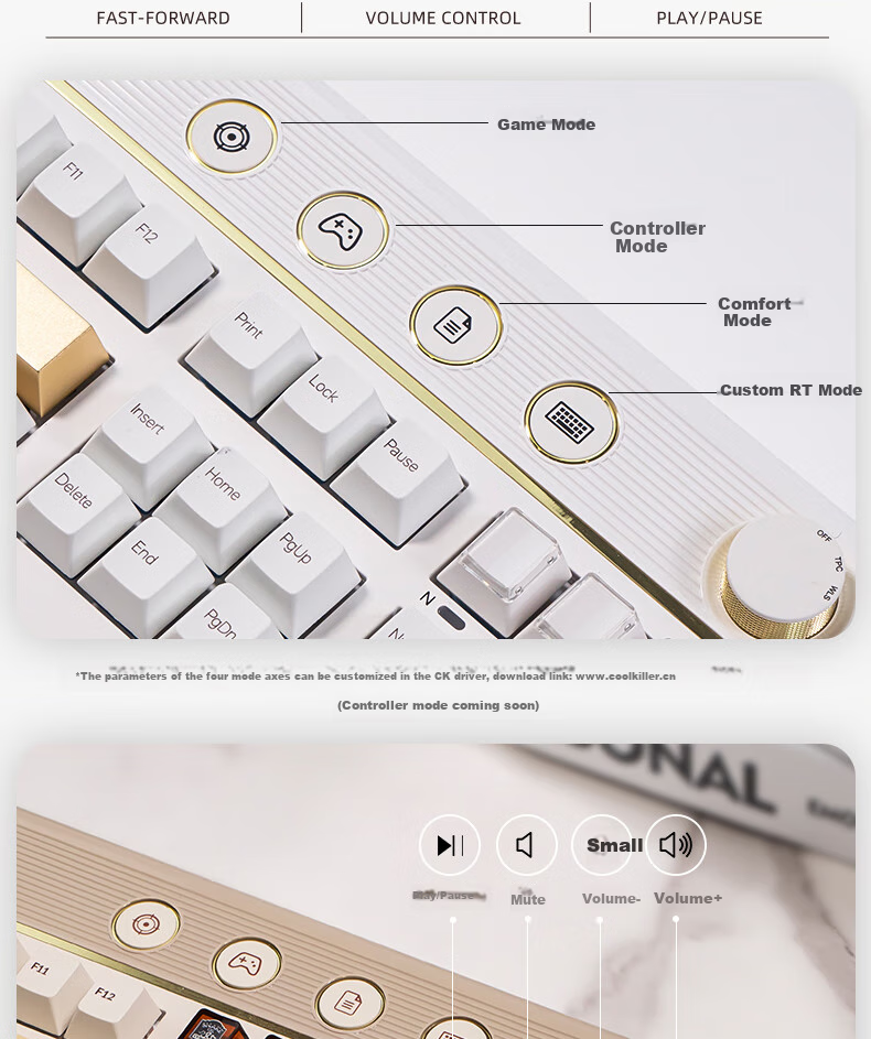 CoolKiller CK108 Mechanical Keyboard, Wireless Bluetooth Tri-Mode Gaming E-Sports Customizable RGB Retro Magnetic Switch Clicky Switch for Home Use 21