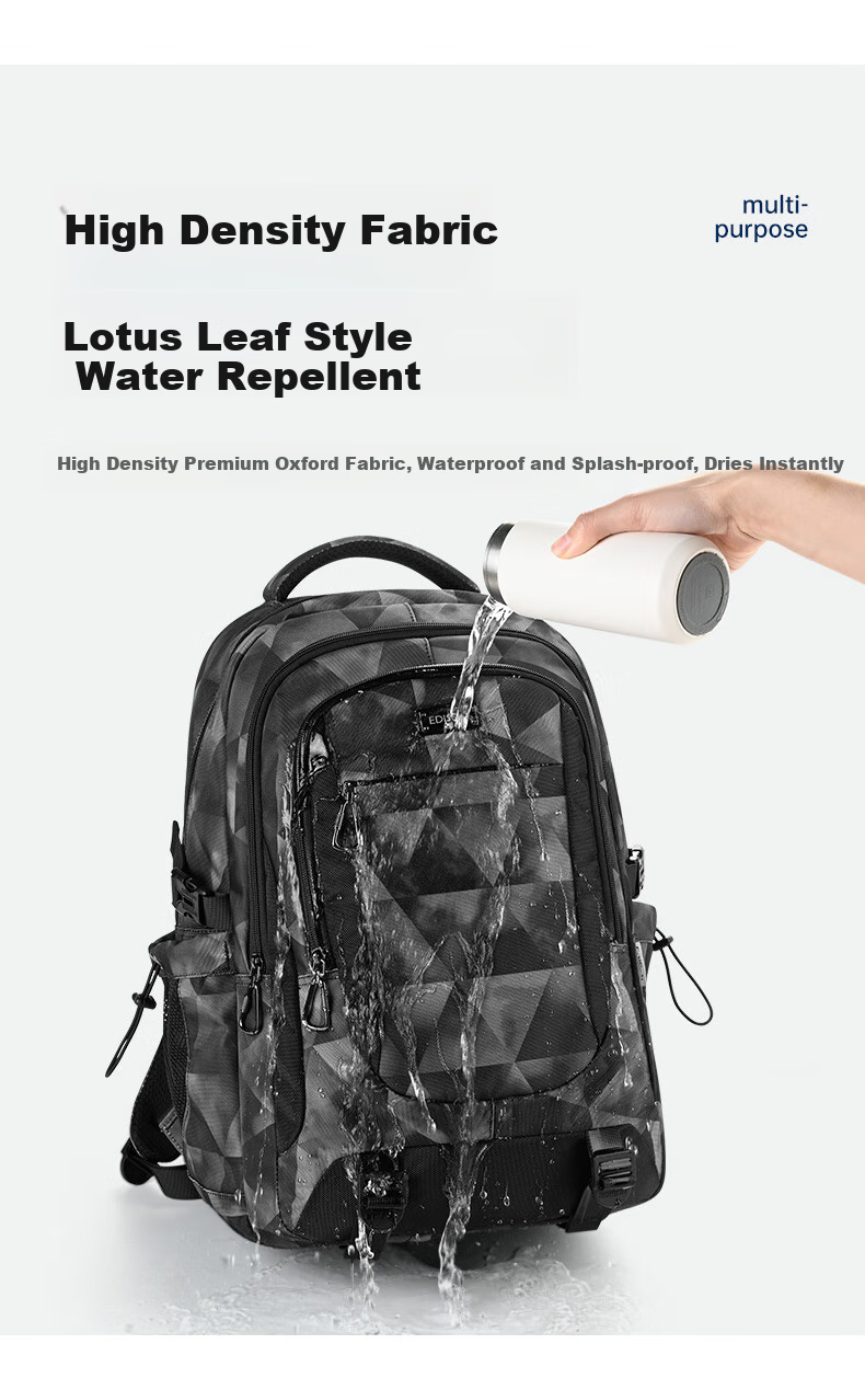 Edison Backpack for Men, Large Capacity Travel Backpack, Water-Resistant Schoolbag for Middle School, High School And College Students K053-7G 9