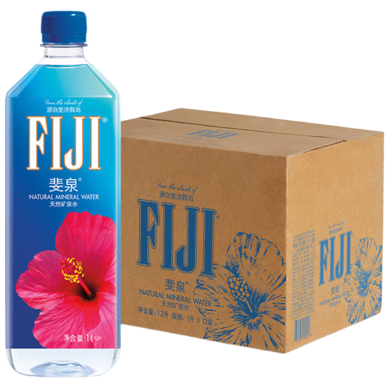 斐泉（fiji）天然矿泉水1L*12瓶整箱 斐济原装进口 【高端 正品行货】会议用水