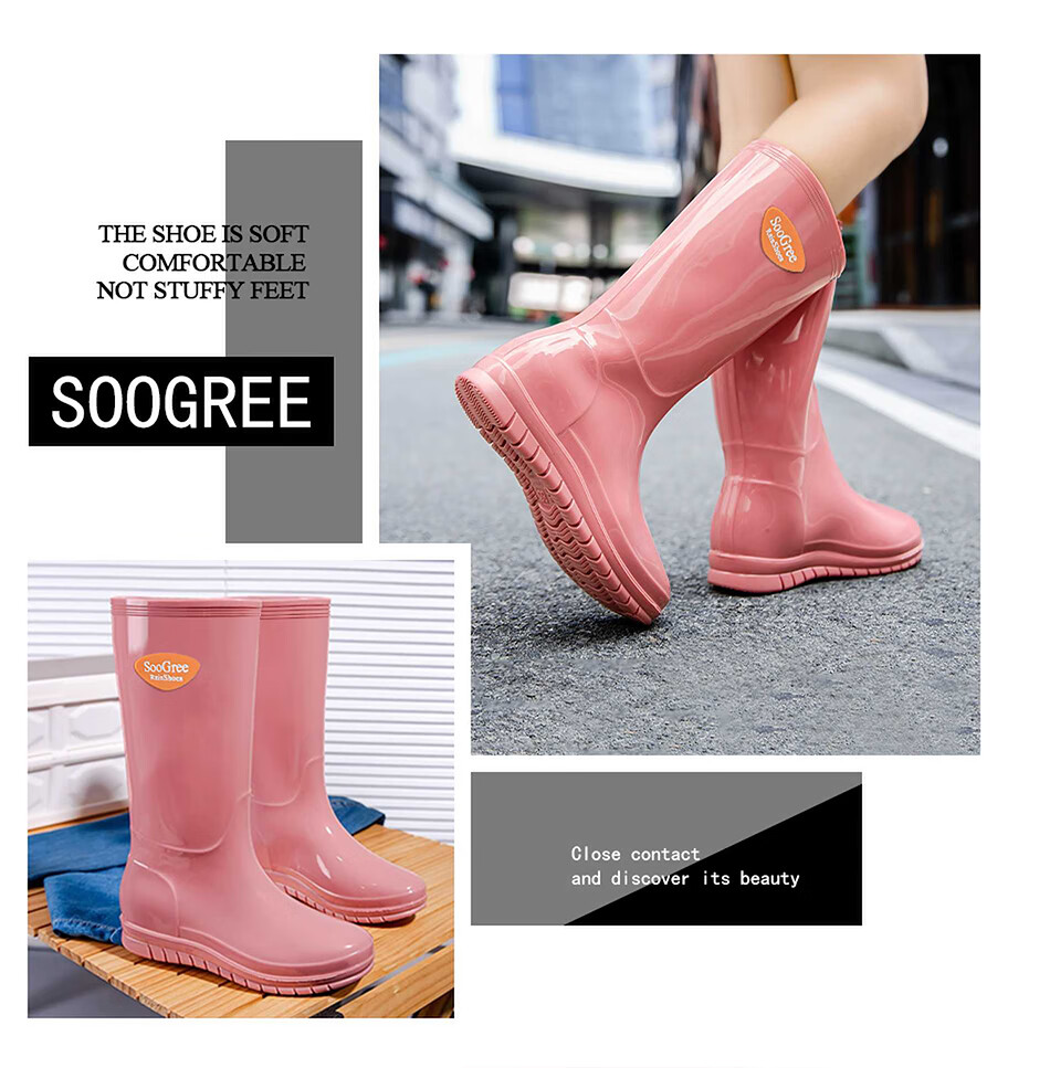 SooGree High Tube Rain Boots Waterproof Work Rubber Shoes Fishing Field Rain Boots Low Tube Water Shoes Waterproof Overshoes 5