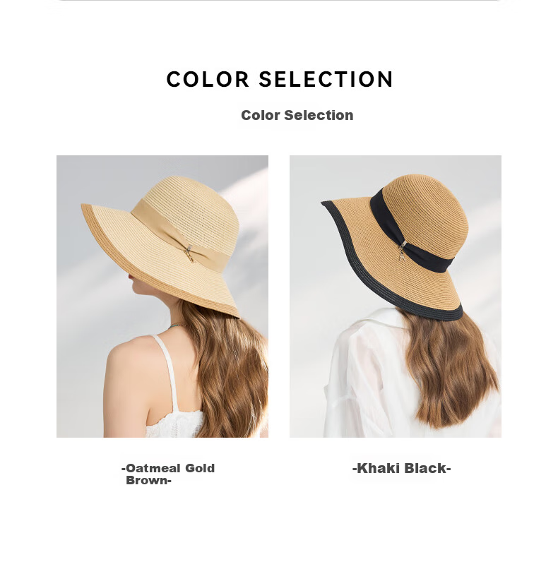 ELLE Sun Hat for Women, Face-Slimming Straw Hat, Summer Outdoor Wide-Brimmed Hat, Elegant Beach Vacation Gift 4