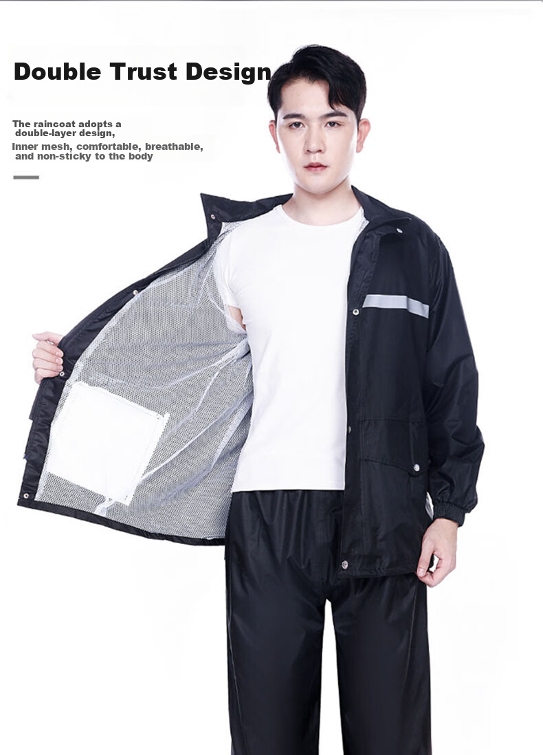 Dipuer Raincoat for Food Delivery Riders, Heavy-Duty Electric Bike Adult Two-Piece Raincoat, Motorcycle Suit for Men And Wome 9