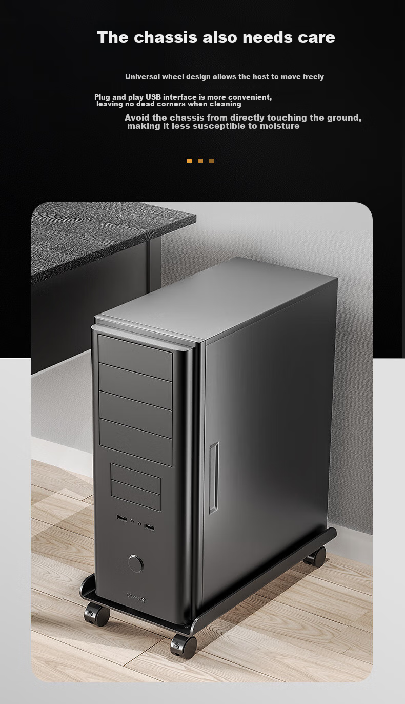 Jiuqiangu Desktop Computer Tower Stand, Movable Case Tray, Extendable Computer Storage Rack, Tower Base 6844 4