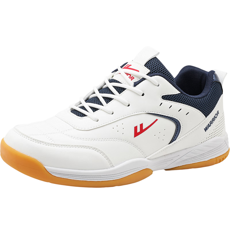 Warrior Badminton Shoes, Sports Shoes, Court Training Shoes, Lightweight Soft-Soled Casual Shoes, WXY-L812YC, Beige And Navy Blue, Size 42