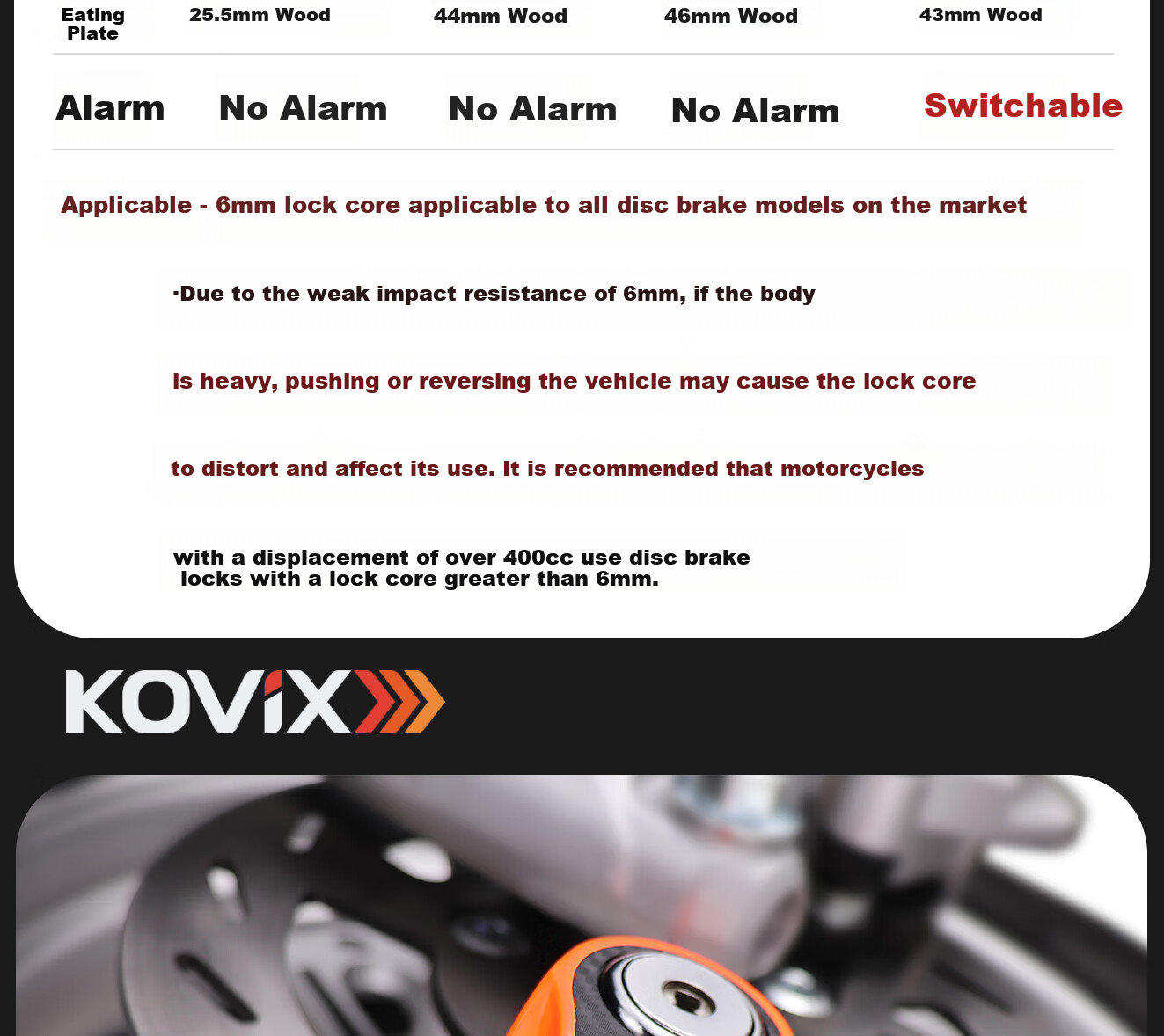 KOVIX KNN1 Disc Brake Lock for Electric Bikes And Scooters, Anti-Theft Lock for Mountain Bikes, Portable Brake Disc Lock for Motorcycles 9