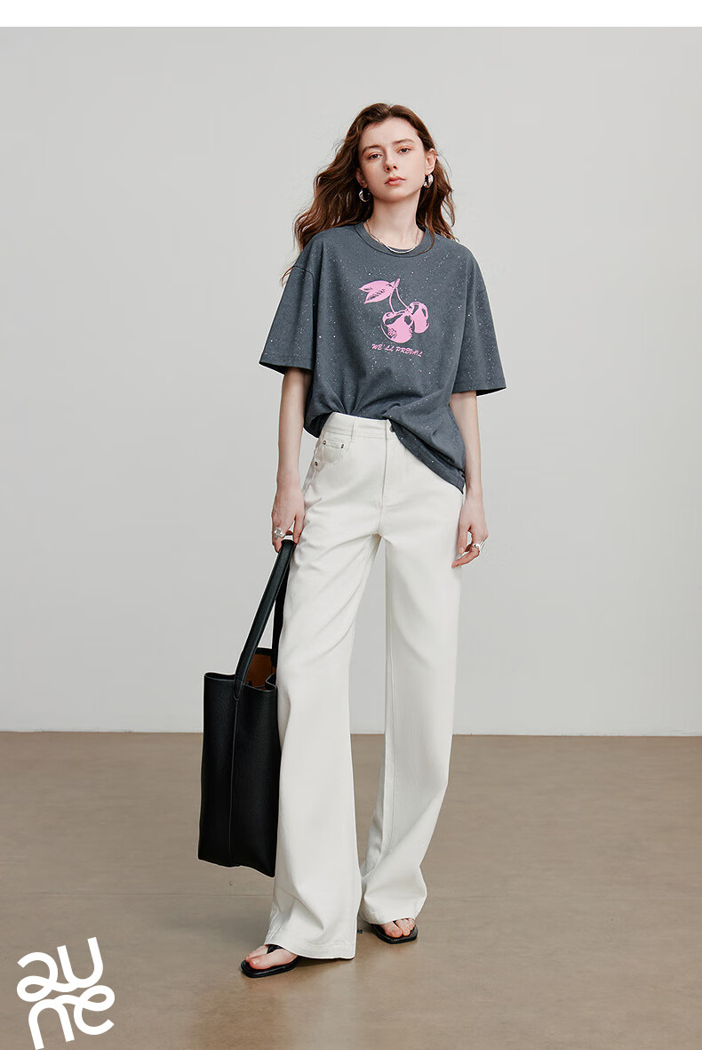 Chuyu Focus Acetate Puff Soft Denim Women's 2025 New Mid-Waist High Street Embroidered Wide-Leg Pants Sky Blue 28 20