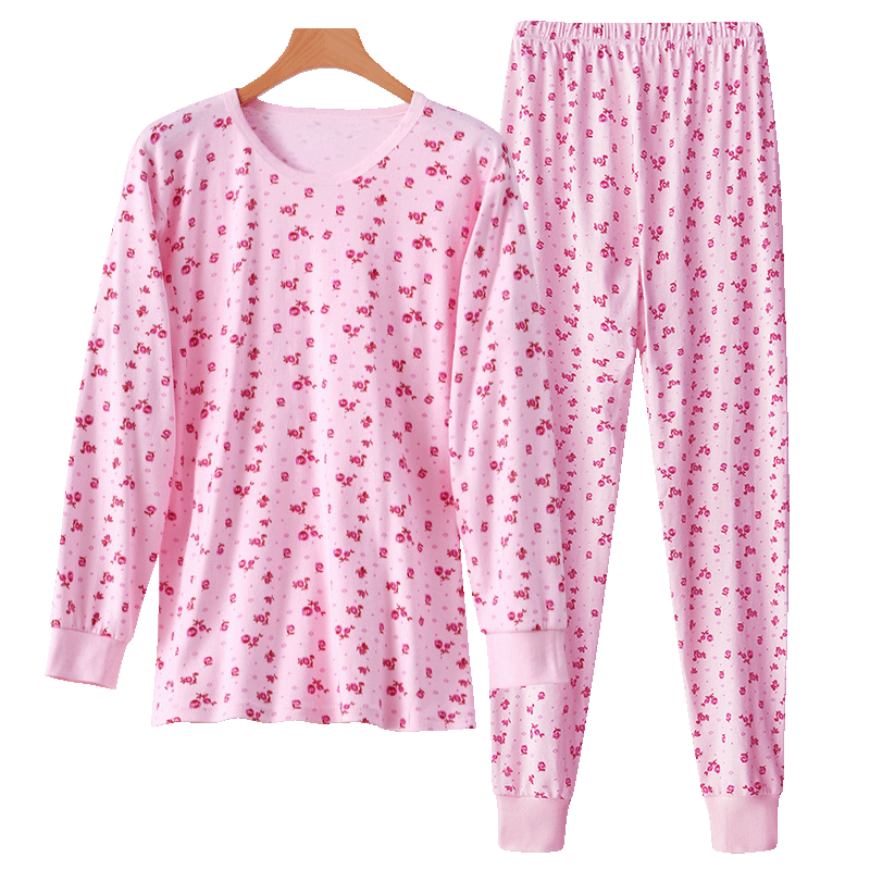 Bejirog Middle-Aged And Elderly Pure Cotton Autumn Underwear Set for Women, Traditional Large Size Base Layer, Warm Low-Collar Maternity Wear