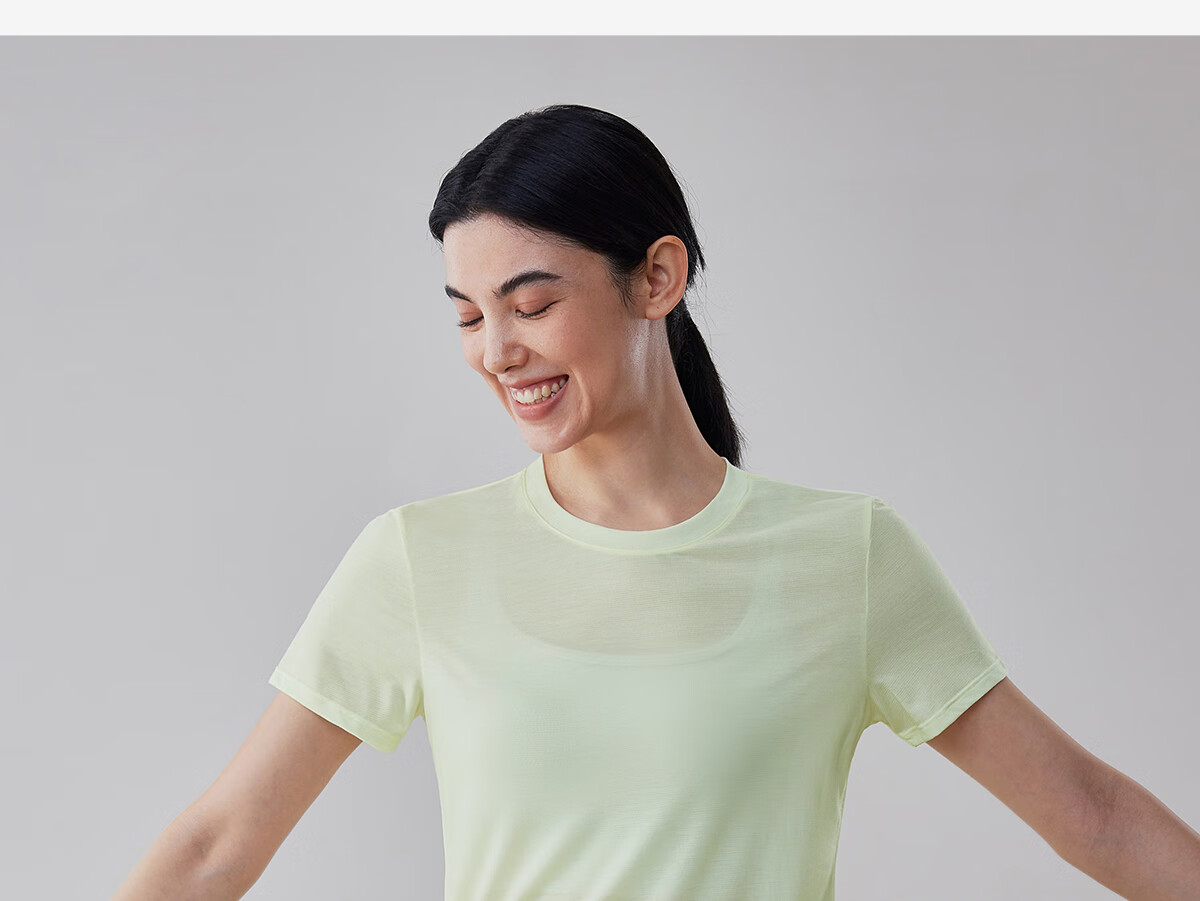 Gigt Quick-Dry Sports Short Sleeve for Women, Summer Tencel Breathable Round Neck Fitness Wear Yoga Top, Light Mist Pink, S 28