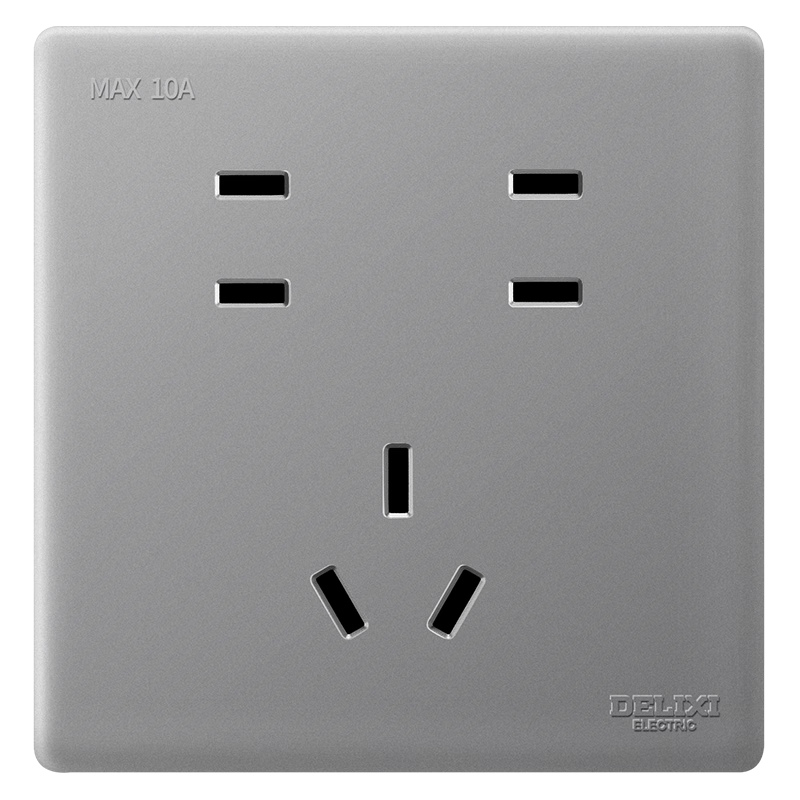 DELIXI 86-Type Ultra-Thin Matte Large Panel 260 Galaxy Gray Seven-Hole Socket 10A Switch Socket Panel