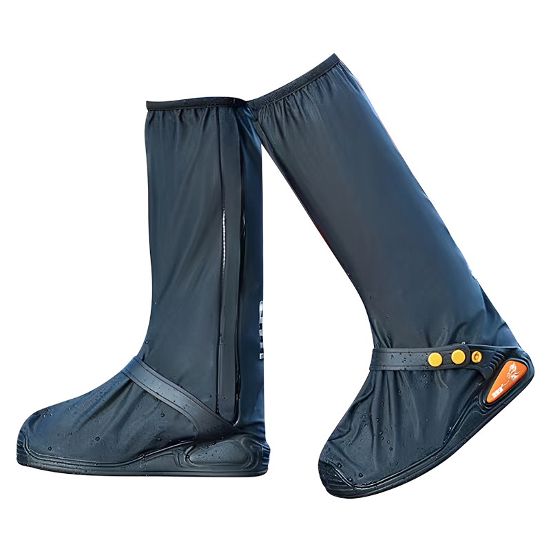 Ansairui Outdoor Camping Rain Boot Covers, Tall Thickened Wear-Resistant Cycling Waterproof Boot Covers, Black, 3G00667