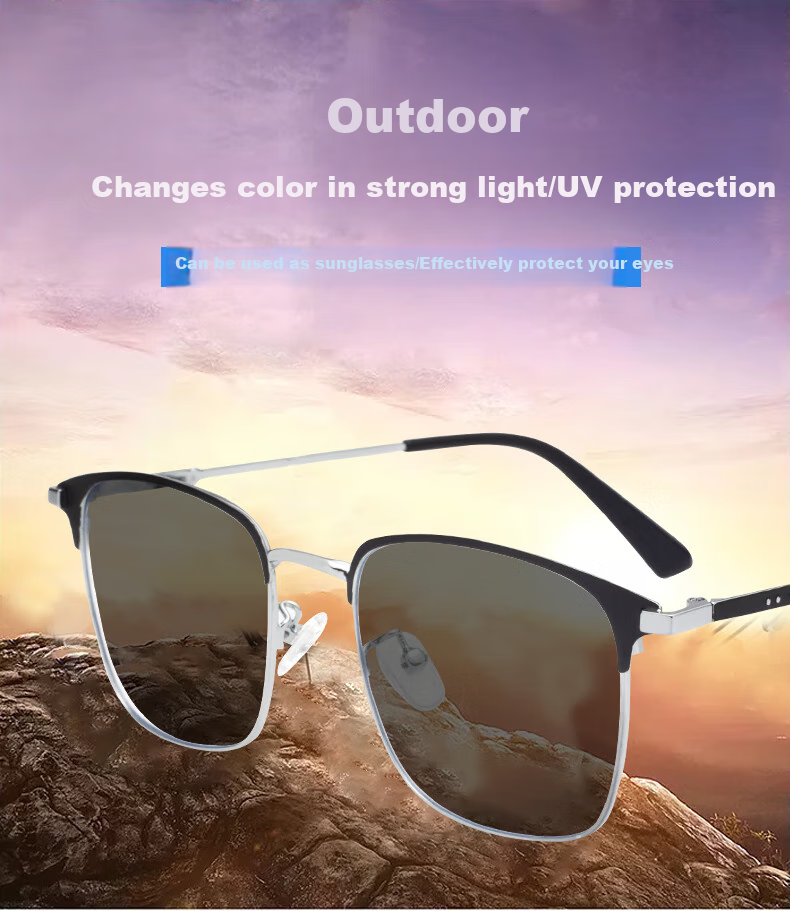 Jimmy Orange Anti-Blue Light Radiation Glasses for Men And Women, Office Photochromic Browline Gaming Protective Outdoor Non-Prescription Eyeglass Frames 6