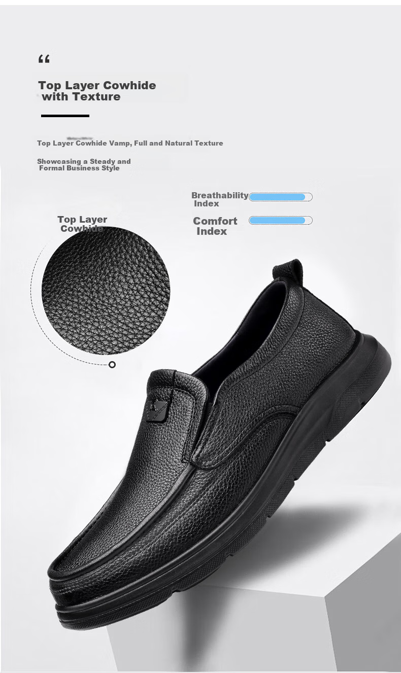 Qiangren Business Commute Leather Shoes for Men, Soft Upper And Sole, Slip-On Casual Shoes, Men's Footwear JDA351340 Black Size 44 4