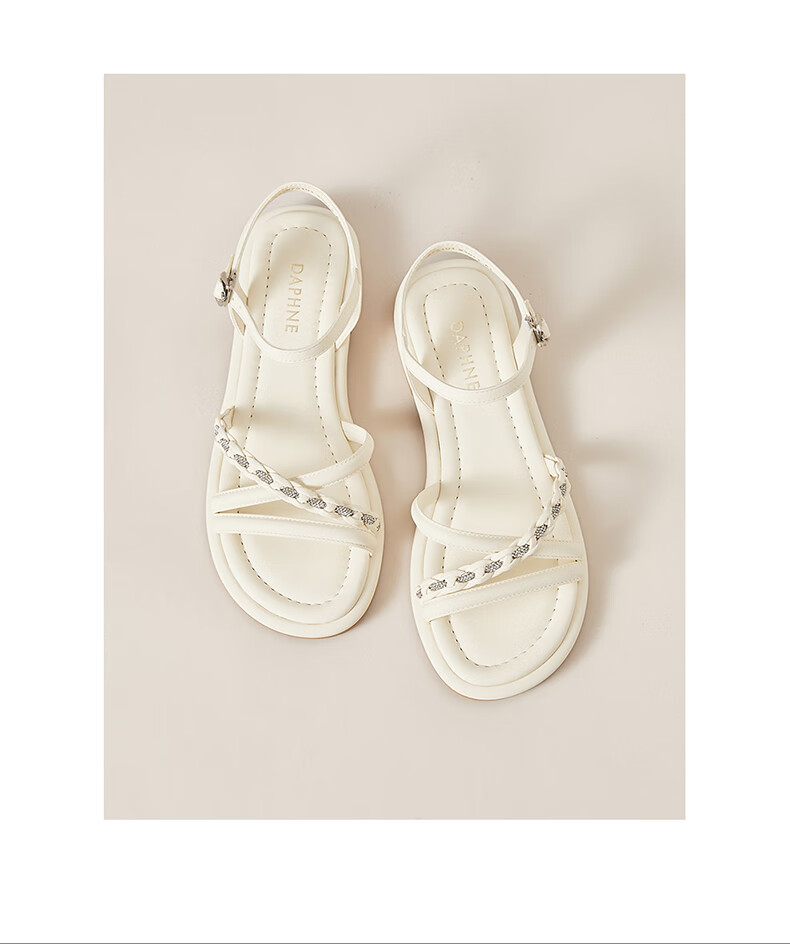 Daphne Women's Flat Low Heel Commuter Sandals Lightweight Casual Comfortable Single Strap Beach Sandals White Size 39 19