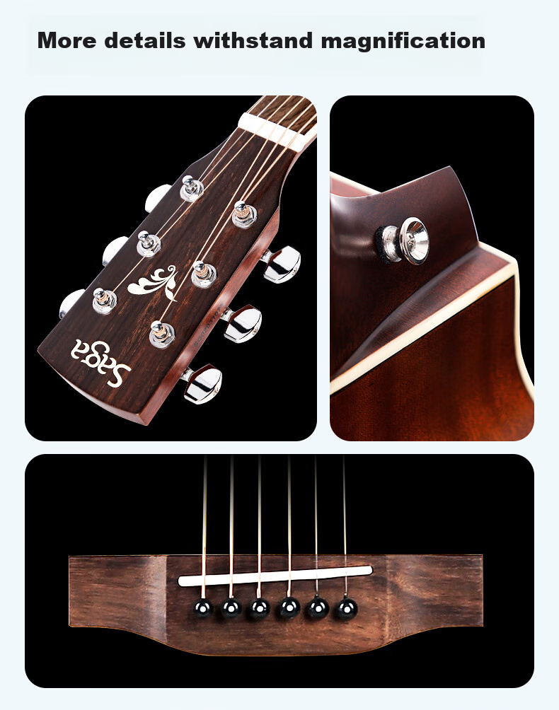 SAGA Guitar Solid Top SF800 Upgraded Version, Natural Wood Color, 41 Inches, Entry-Level Acoustic Guitar for Beginners, No Returns if You Can't Lear 21