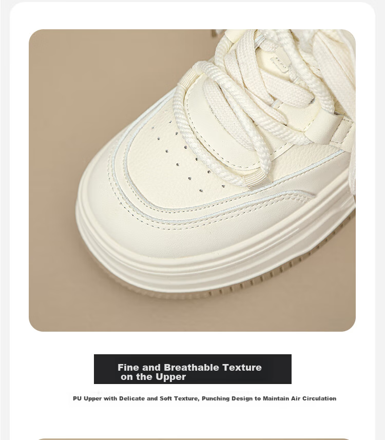 ZHR White Sneakers for Women, Thick-Soled Lightweight Versatile Height-Increasing Casual Shoes, Fashionable Simple Women's Shoes, AB22 Beige, Size 39 5