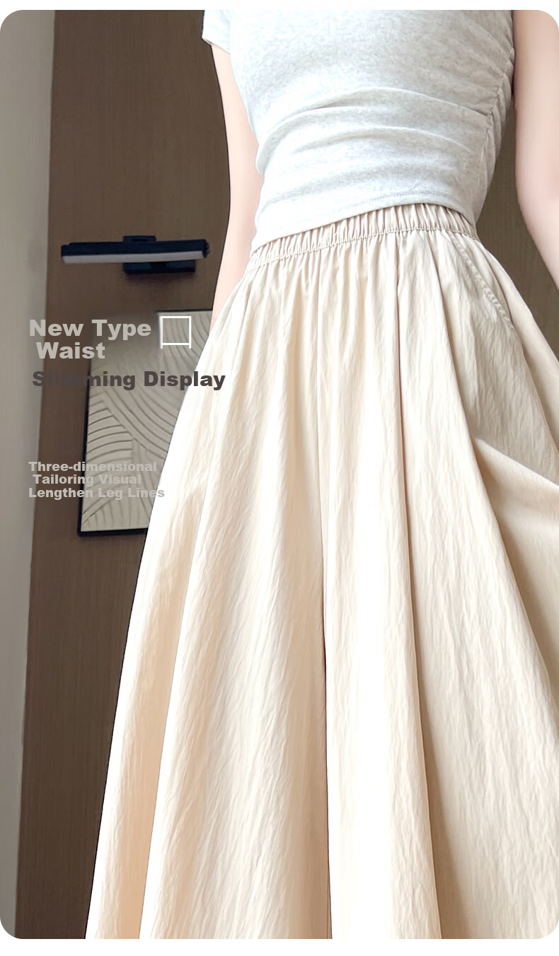 FitonTon Women's High-Waisted Slimming A-Line Skirt Pants, Trendy Casual Loose Wide-Leg Trousers for Summer 2026 New Collectio 9