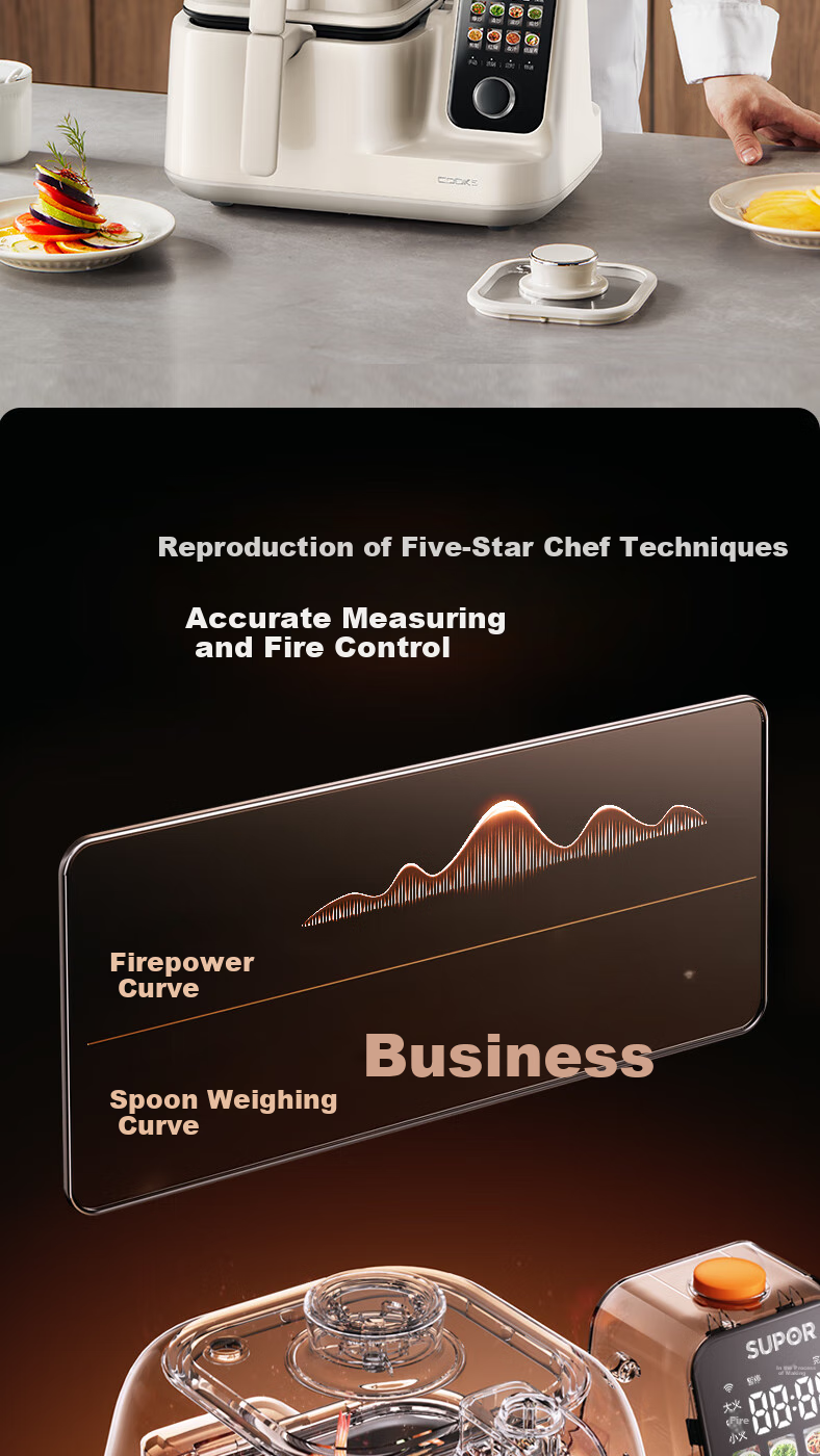 SUPOR Home Smart Cooking Robot Cook5 IH 2000W High Heat Low Oil Smoke Hot Water Self-Cleaning Cooking Machine Ultra Electric Wok C30HS12 6