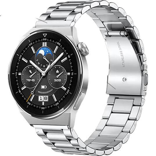 Ремешок из нержавеющей стали MSSM для Huawei Watch GT5/4/3/Watch3/Pro и Honor Magic2, трехзвенный, черный, 20 мм