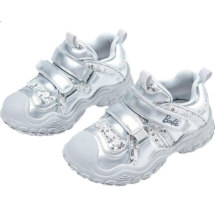 Barbie Girls' Fashion Outdoor Sports Shoes, Princess Style, Casual Hiking Shoes for Girls, DA6583, Silver, Size 33