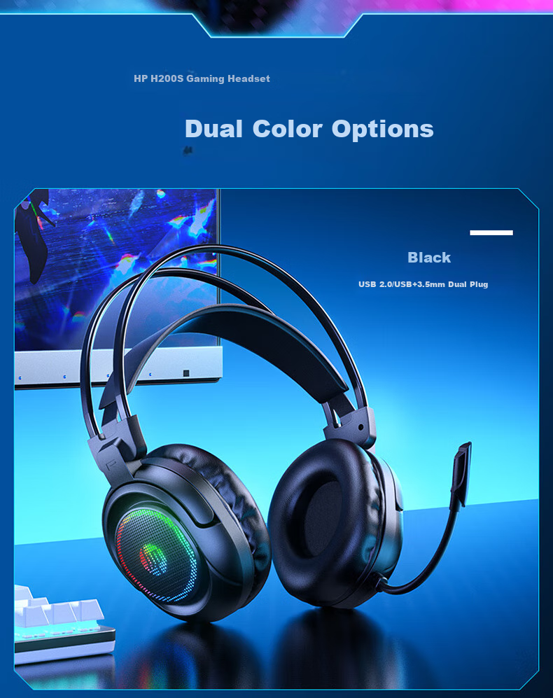 HP Over-Ear Gaming Headset Wired Headphones with Microphone Computer Headset for Smooth Play, Delta Action FPS Games Sound Positioning Black Standard Model 4