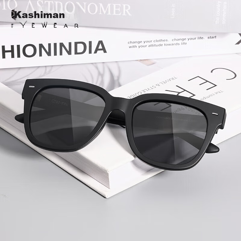 CAXMAN GM Sunglasses for Men And Women, Trendy Black Frame Retro Polarized Driving Glasses, Square Frame UV Protection Sunglasses for Me