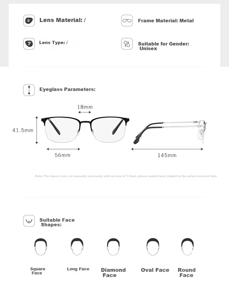 RayBan Optical Frame Metal Square Artistic Myopia Glasses Frame 0RX6494 Black with Silver Frame 56 Gift 2