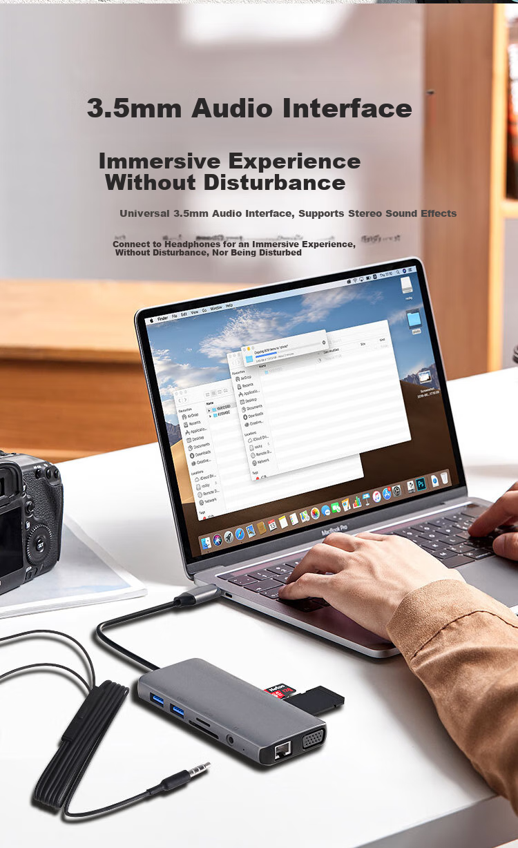 Netac Type-C Eleven-In Expansion Dock Splitter USB-C to HDMI/VGA/Network Port TF/SD Card Reader with 3.5mm Audio, Compatible with M1/M2 Chip MAC WF15 9