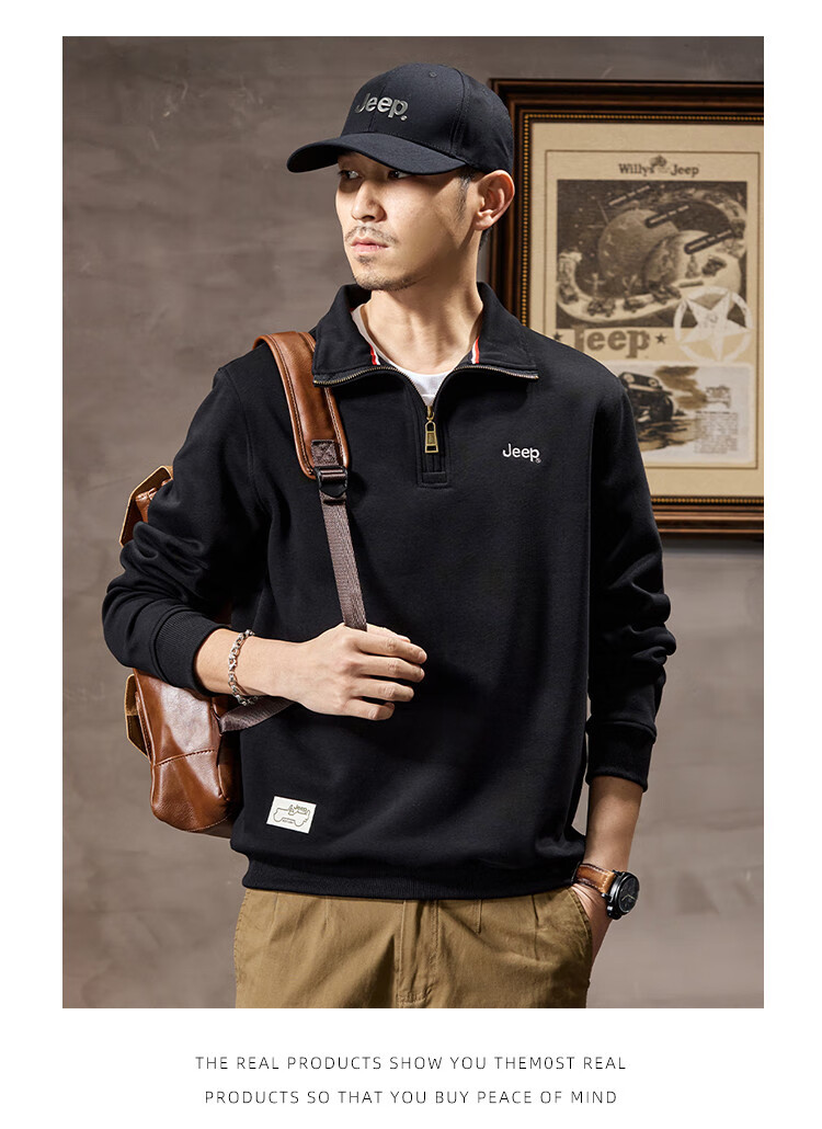JEEP Spring And Autumn 2026 New Men's Sweatshirt with Lapel Collar, Versatile Casual Jacket, Loose-Fitting Sports Polo Collar Top for Men's Wear 26