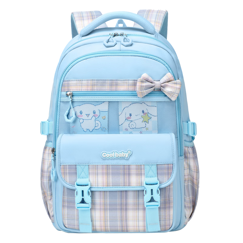 COOLBABY Cinnamoroll Pendant Backpack for Primary School Students, Children's Spine Protection And Load Reduction, Girls' Backpack for Grades 3-6 And Middle School Students