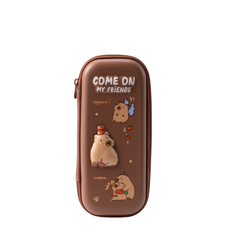 Deli Capybara EVA Pencil Case Large Capacity Multifunctional Cute Cartoon Stationery Box for Boys and Girls Dark Coffee BC446 Graduation Gift
