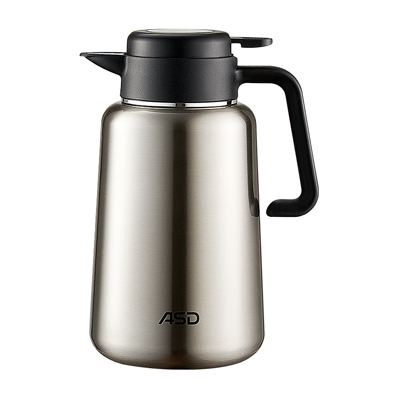 ASD Insulated Bottle, Large Capacity for Home Use, 316L Stainless Steel Inner Liner, Vacuum Insulated Hot Water Kettle, Thermos Flask, 2.2 Liters, Natural Steel Color