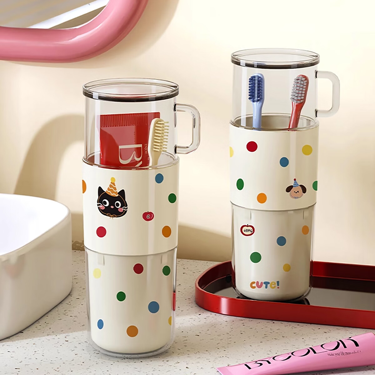Fan Ye Travel Mouthwash Cup Portable Toothbrush Cup 3-in-1 Storage Box Student Dormitory Household Children's Wash Cup Set